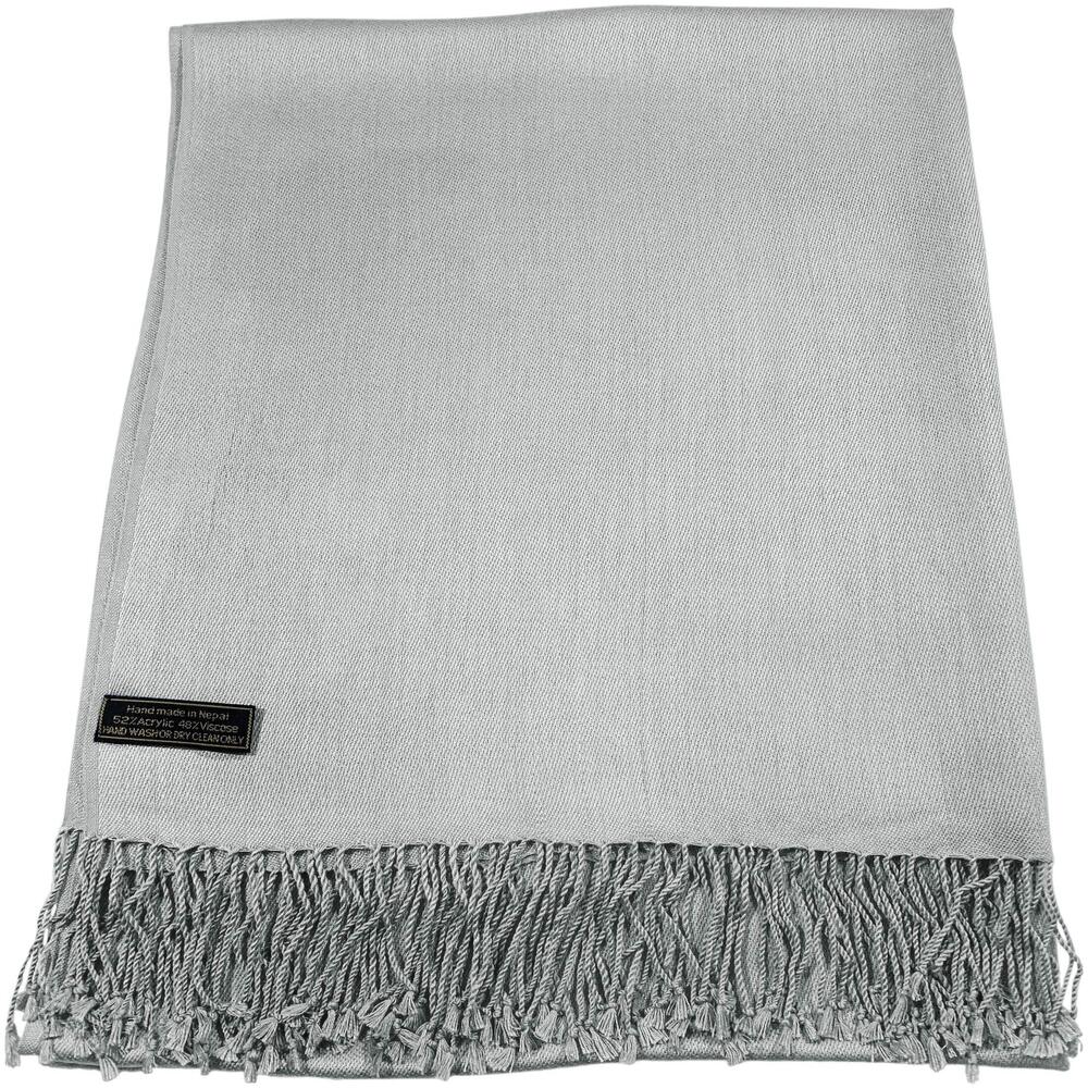 7293 Light Grey Silver Grey Solid Color Tassels D… - image 8